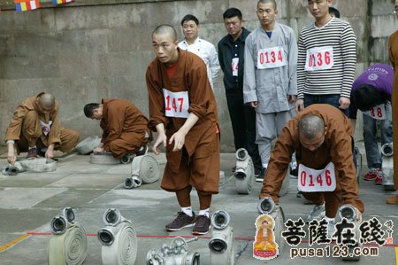 灵隐寺-杭州灵隐寺举行宗教界消防运动会