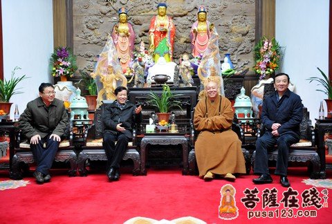 浙江舟山市委书记孙景淼一行视察普陀山佛协