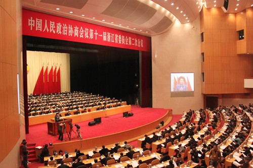 普陀山-普陀山佛协道慈会长、惟航副会长出席省政协十一届二次会议